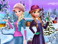 Lojë Elsa and Anna Winter Dress Up