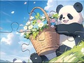 Lojë Jigsaw Puzzle: Basket Flower Panda