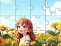 Lojë Jigsaw Puzzle: Sunflower Girl