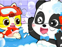 Lojë Jigsaw Puzzle: Baby Panda Shower Time