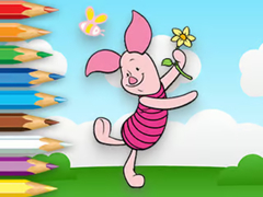 Lojë Coloring Book: Piglet Holds Toy Windmill