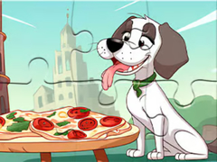 Lojë Jigsaw Puzzle: Dog Eating Pizza