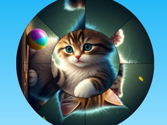 Lojë Round Jigsaw Puzzle Collect Pictures with Cute Kittens