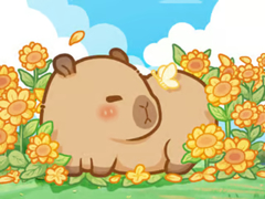 Lojë Jigsaw Puzzle: Capybara In Sunflowers