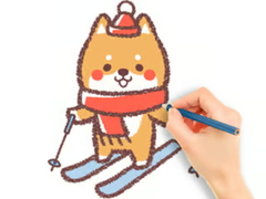 Lojë Coloring Book: Skiing Puppy