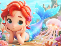 Lojë Jigsaw Puzzle: Chibi Mermaid Marshmallow Jellyfish